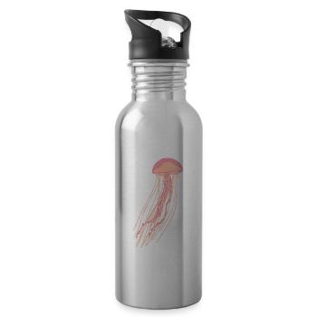 Pink jellyfish - Water bottle with straw - silver - Right