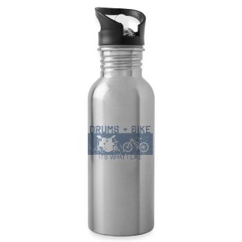 Fahrrad Schlagzeug Hobby Bike Drums - Trinkflasche mit integriertem Trinkhalm - Lightsilver - Rechts