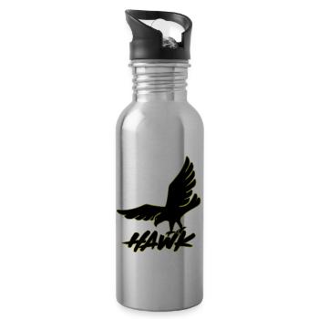Hawk - hawk flying, animal, birds, air, freedom - Water bottle with straw - silver - Right