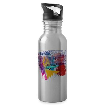 Salsa Cuba Havane T-shirt oldtimer pour salseros - Gourde avec paille intégrée - argent clair - Droite