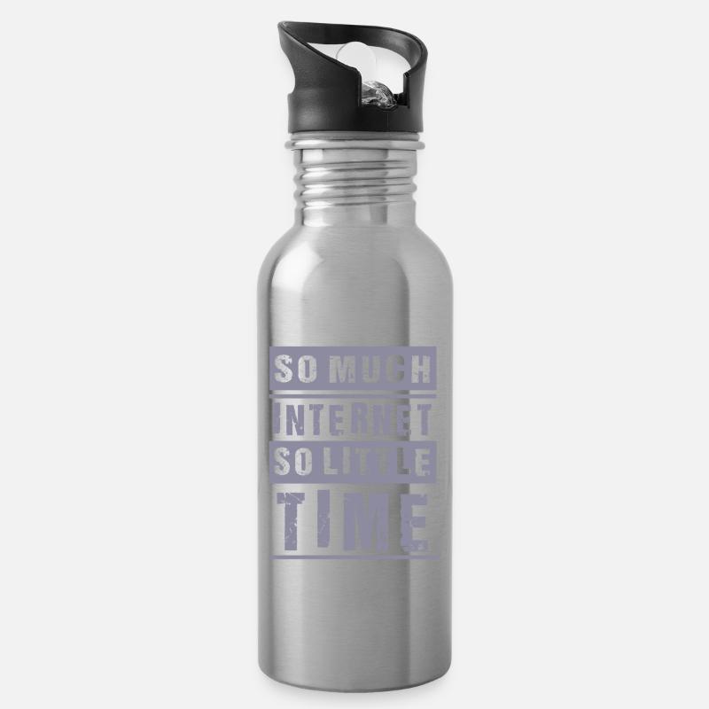 Internet - Trinkflasche mit integriertem Trinkhalm - Lightsilver