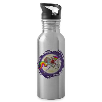 Fun Sasquatch Santa Riding With Unicorn - Water bottle with straw - silver - Right