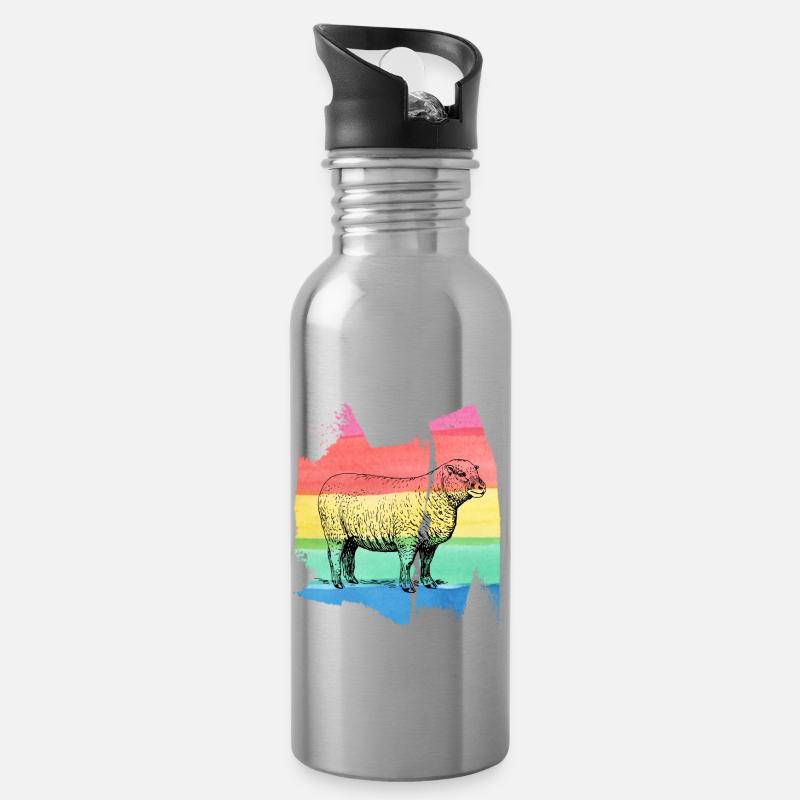 Schaf sheep black sheep lamm t shirt geschenk - Trinkflasche mit integriertem Trinkhalm - Lightsilver