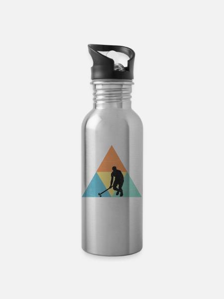 Hockey - Trinkflasche mit integriertem Trinkhalm - Lightsilver