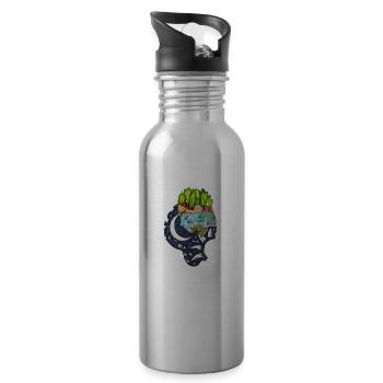 Kopf, Natur, Wassermann, Sternzeichen, Fisch - Trinkflasche mit integriertem Trinkhalm - Lightsilver - Rechts
