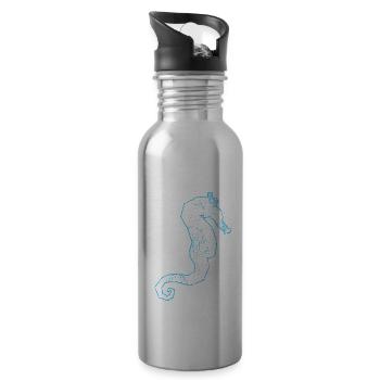 Seahorse ocean fish gift - Water bottle with straw - silver - Right