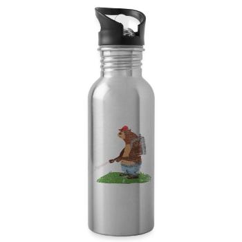 Kammerjäger Bär Plage - Trinkflasche mit integriertem Trinkhalm - Lightsilver - Rechts
