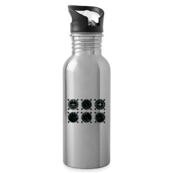 Pilot Flugzeug Segelflieger Instrumente Geschenk - Trinkflasche mit integriertem Trinkhalm - Lightsilver - Rechts