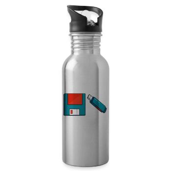 I Am Your Father USB Drive Floppy Disk Old Computer - Water bottle with straw - silver - Right