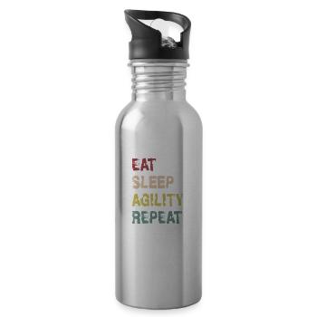 Eat Sleep Agility Repeat Design Gift Idea - Water bottle with straw - silver - Right