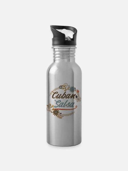 Cuban Salsa - Gift T-shirt for salsa dancers - Water bottle with straw - silver