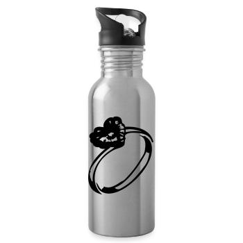 Heart diamond ring - Water bottle with straw - silver - Right