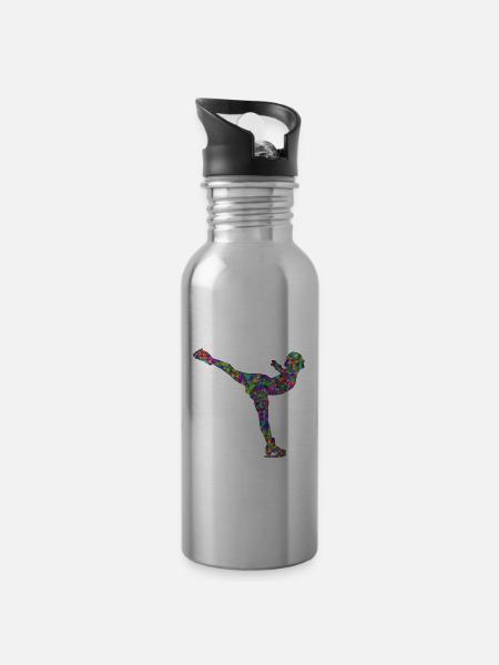 Eiskunstlauf Schlittschuh - Trinkflasche mit integriertem Trinkhalm - Lightsilver