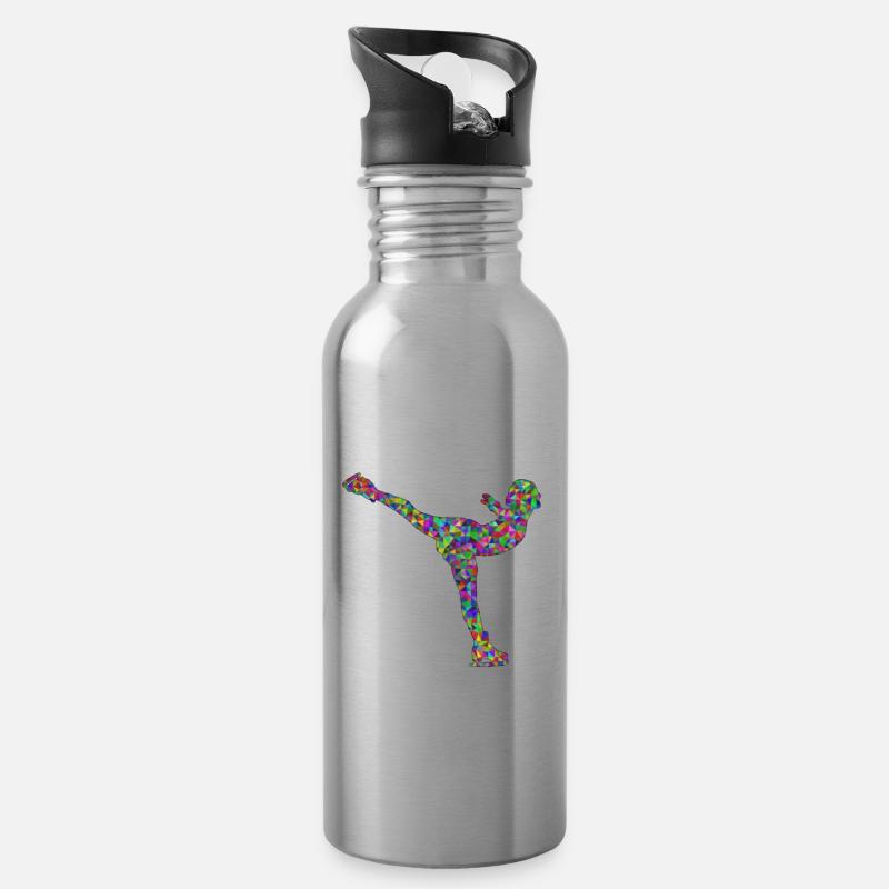 Eiskunstlauf Schlittschuh - Trinkflasche mit integriertem Trinkhalm - Lightsilver