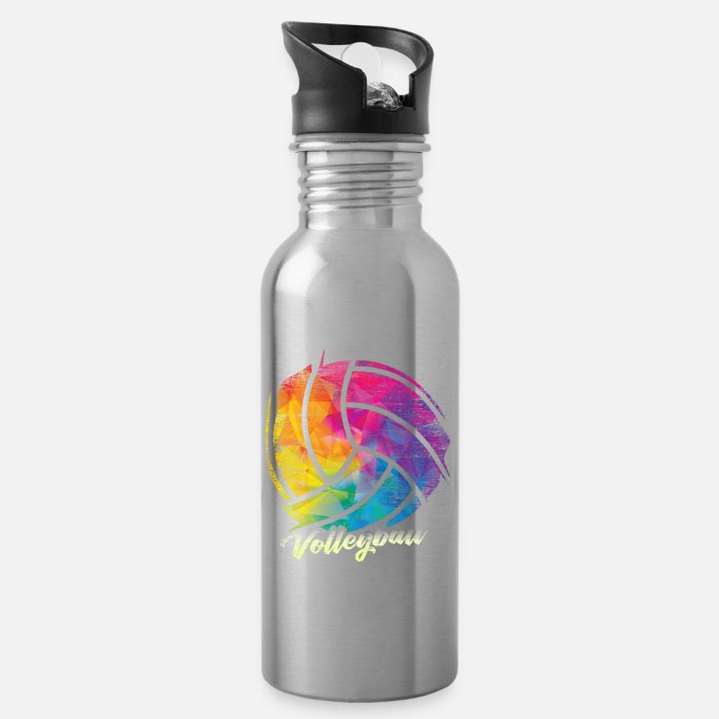 Cadeau de sport beach volley - Gourde avec paille intégrée - argent clair