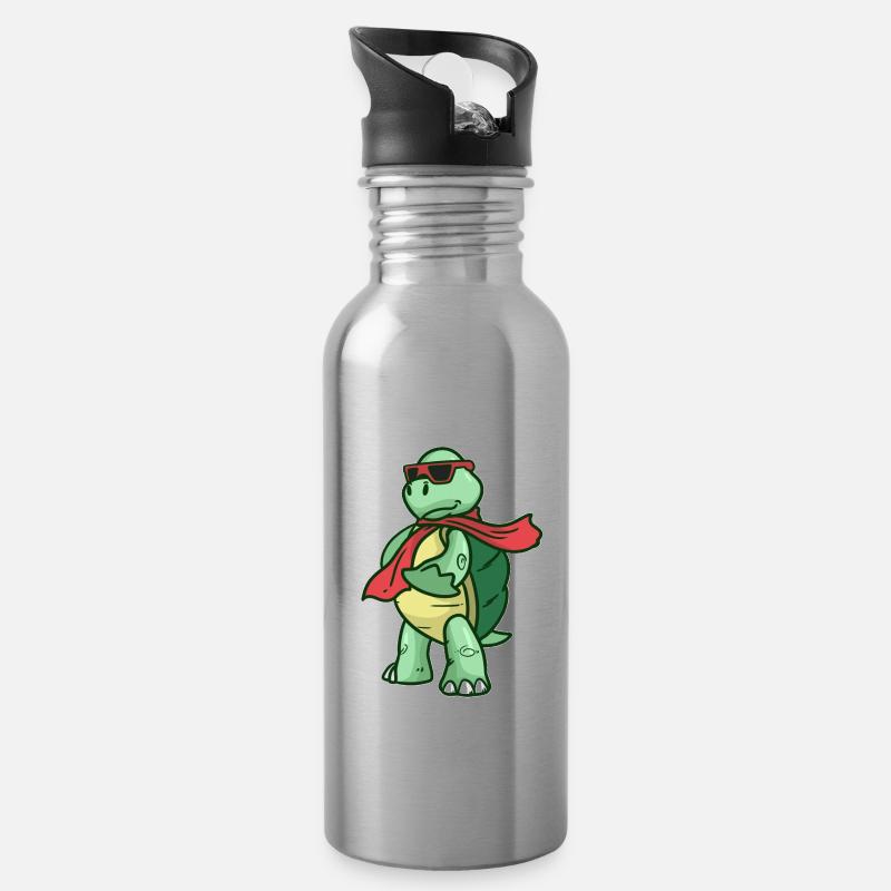 tortue - Gourde avec paille intégrée - argent clair