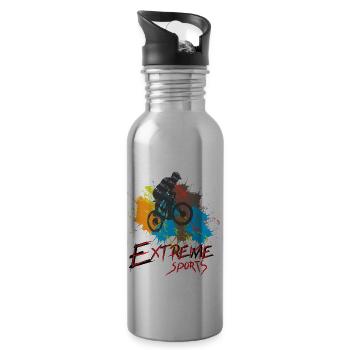 Mountainbike Downhill Fahrrad Extrem Sport - Trinkflasche mit integriertem Trinkhalm - Lightsilver - Rechts