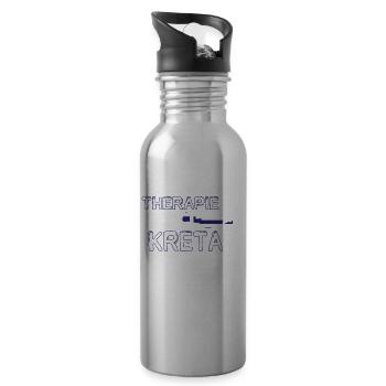 Ich Brauche Keine Therapie Ich Muss Nur Nach Kreta - Trinkflasche mit integriertem Trinkhalm - Lightsilver - Rechts
