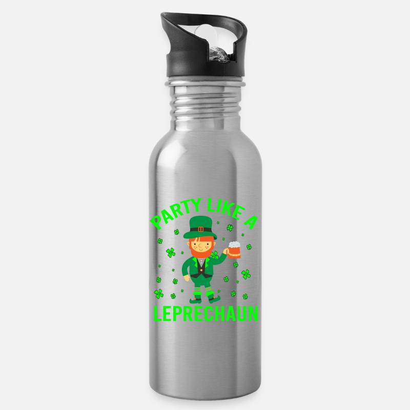 PARTY LIKE A LEPRECHAUN - Trinkflasche mit integriertem Trinkhalm - Lightsilver