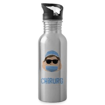 Surgeon gift - Water bottle with straw - silver - Right