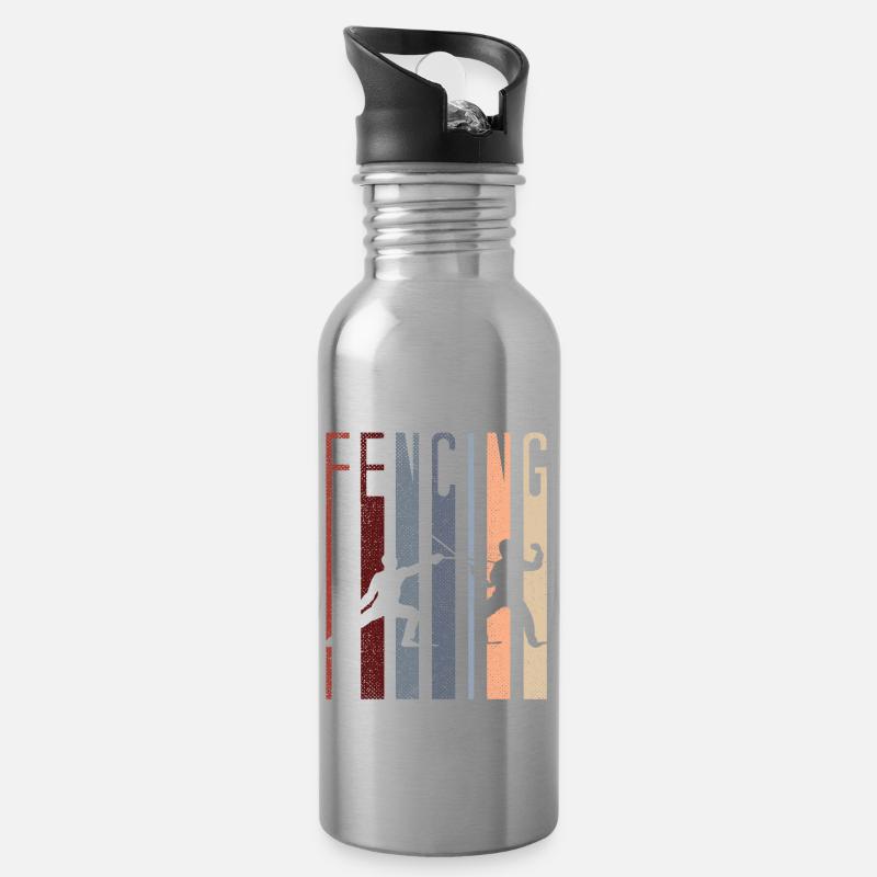 fencing - Water bottle with straw - silver