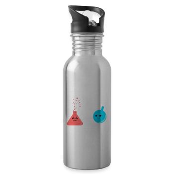 Chemikant Wissenschaft Lustig Geschenk - Trinkflasche mit integriertem Trinkhalm - Lightsilver - Rechts