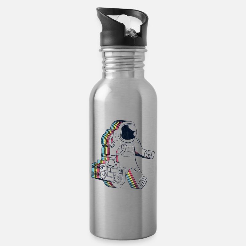 Astronaut Space Space Space Music Hipster - Water bottle with straw - silver