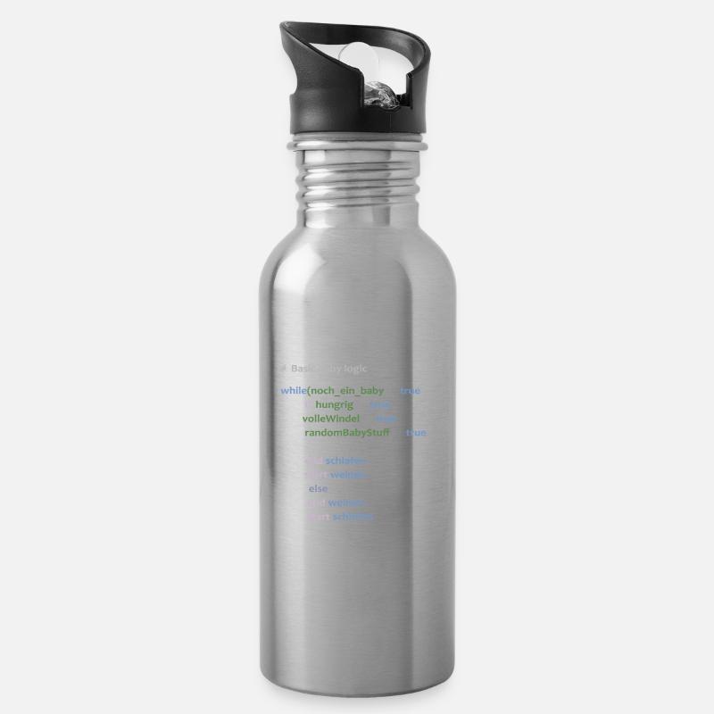 Baby Logik Werdender Vater Informatiker Geschenk - Trinkflasche mit integriertem Trinkhalm - Lightsilver