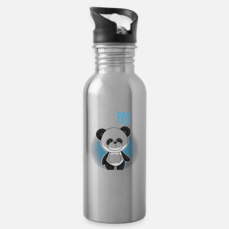 Panda Procrastinate Aufschieben Faul Witz Geschenk - Trinkflasche mit integriertem Trinkhalm - Lightsilver
