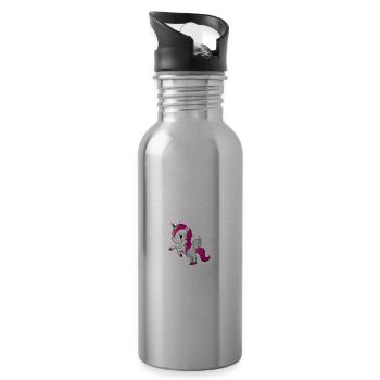 Einhorn Sternenstaub Aufräumen Geschenk - Trinkflasche mit integriertem Trinkhalm - Lightsilver - Rechts