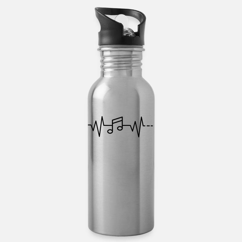 Heart beat musical note / music / music / composing - Water bottle with straw - silver