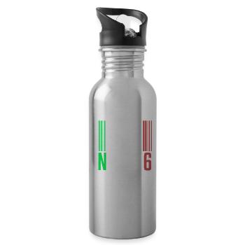 1N23456 Motorcycle Gear One Down Five Up Barcode - Water bottle with straw - silver - Right