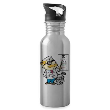 Augenarzt Optiker Blindfisch Brille Arzt Hund - Trinkflasche mit integriertem Trinkhalm - Lightsilver - Rechts