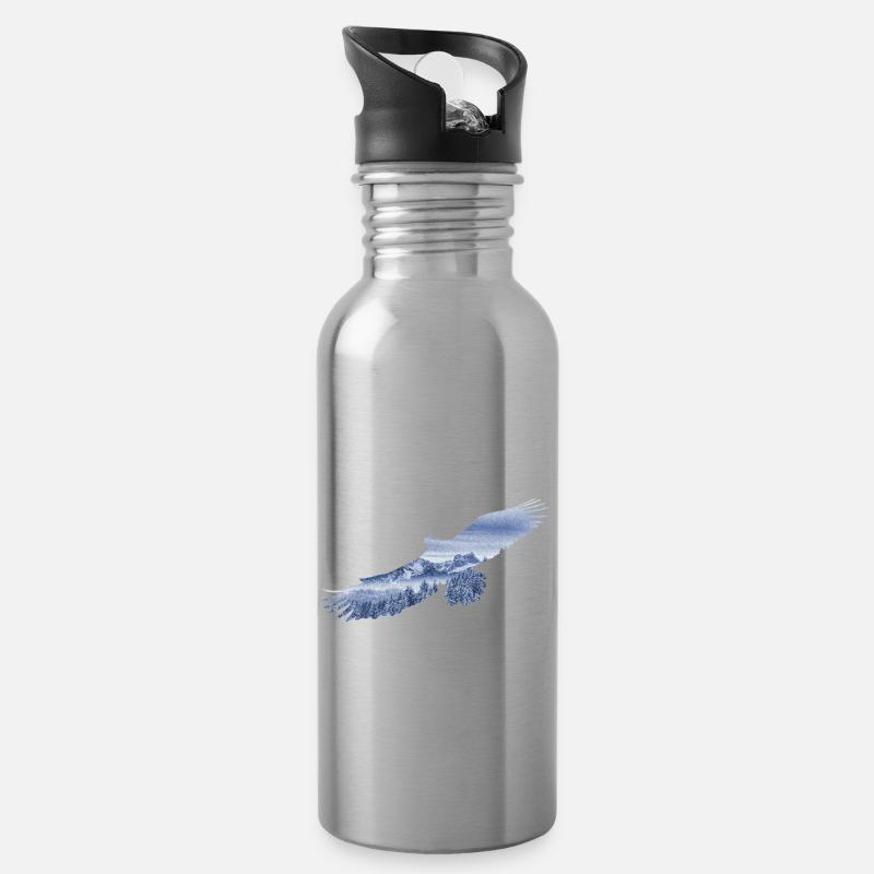 Soar like an Eagle - Trinkflasche mit integriertem Trinkhalm - Lightsilver