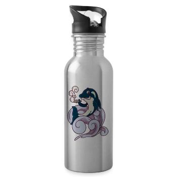 Lustiger Vaping Kiffer Orca Wal Raucher Joint - Trinkflasche mit integriertem Trinkhalm - Lightsilver - Rechts