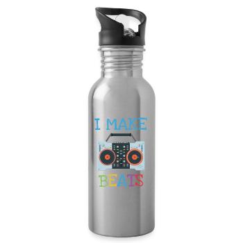 Funny DJ Producer Beat Macher Gift Party - Water bottle with straw - silver - Right