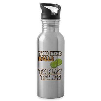 Tennis Bälle. You need balls to play Tennis funny - Trinkflasche mit integriertem Trinkhalm - Lightsilver - Rechts