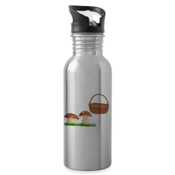 Pilz Pilze Pilzsammler Steinpilz suchen Geschenk - Trinkflasche mit integriertem Trinkhalm - Lightsilver - Rechts