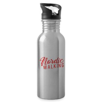 Nordic Walking - Water bottle with straw - silver - Right