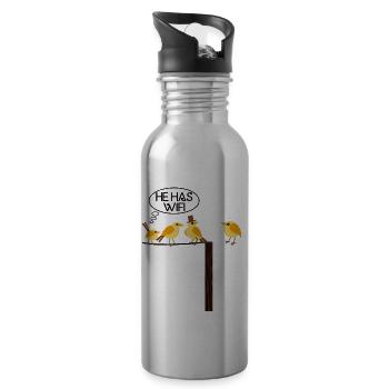 WLAN WIFI Vogel online Informatik - Trinkflasche mit integriertem Trinkhalm - Lightsilver - Rechts