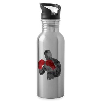 Martial Arts Boxing Contact Sports Fighter MMA Gift - Water bottle with straw - silver - Right