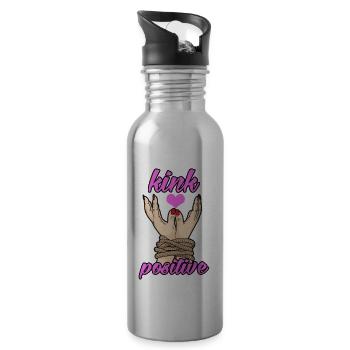 KINK POSITIVE BDSM Bondage fesseln versaut fetisch - Trinkflasche mit integriertem Trinkhalm - Lightsilver - Rechts
