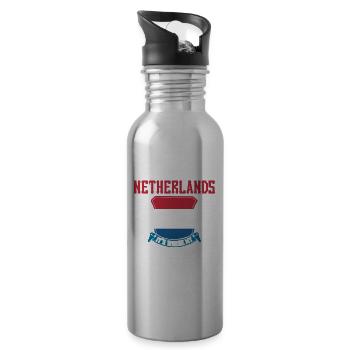 Niederlande - Trinkflasche mit integriertem Trinkhalm - Lightsilver - Rechts