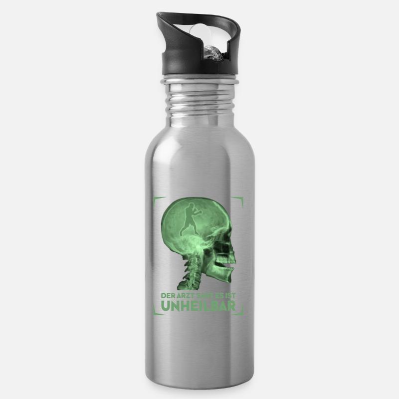 Boxen Sport Boxer Lustiger Spruch - Trinkflasche mit integriertem Trinkhalm - Lightsilver