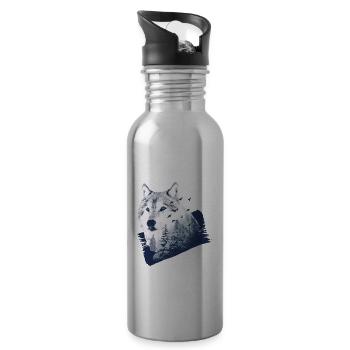 Forêt de loup - Gourde avec paille intégrée - argent clair - Droite
