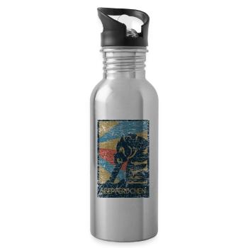 Seepferdchen Geschenk - Trinkflasche mit integriertem Trinkhalm - Lightsilver - Rechts