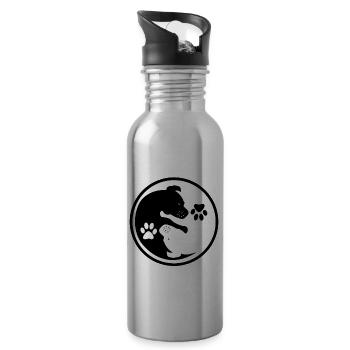 Hunde - Yin Yang - Trinkflasche mit integriertem Trinkhalm - Lightsilver - Rechts