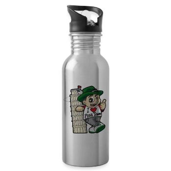 I LOVE PISA TOWER Italy Italian Tourist - Water bottle with straw - silver - Right