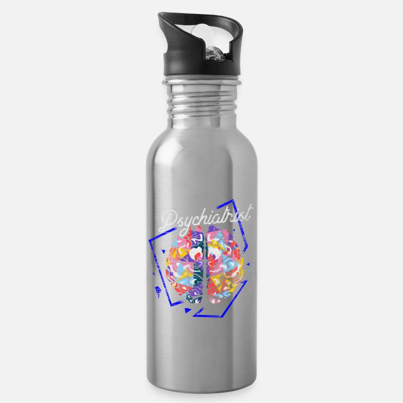 Psychiater Polygon Geschenk - Trinkflasche mit integriertem Trinkhalm - Lightsilver