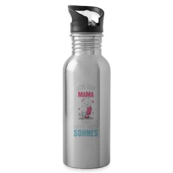 Ich bin Mama eines super tollen Sohnes - Trinkflasche mit integriertem Trinkhalm - Lightsilver - Rechts